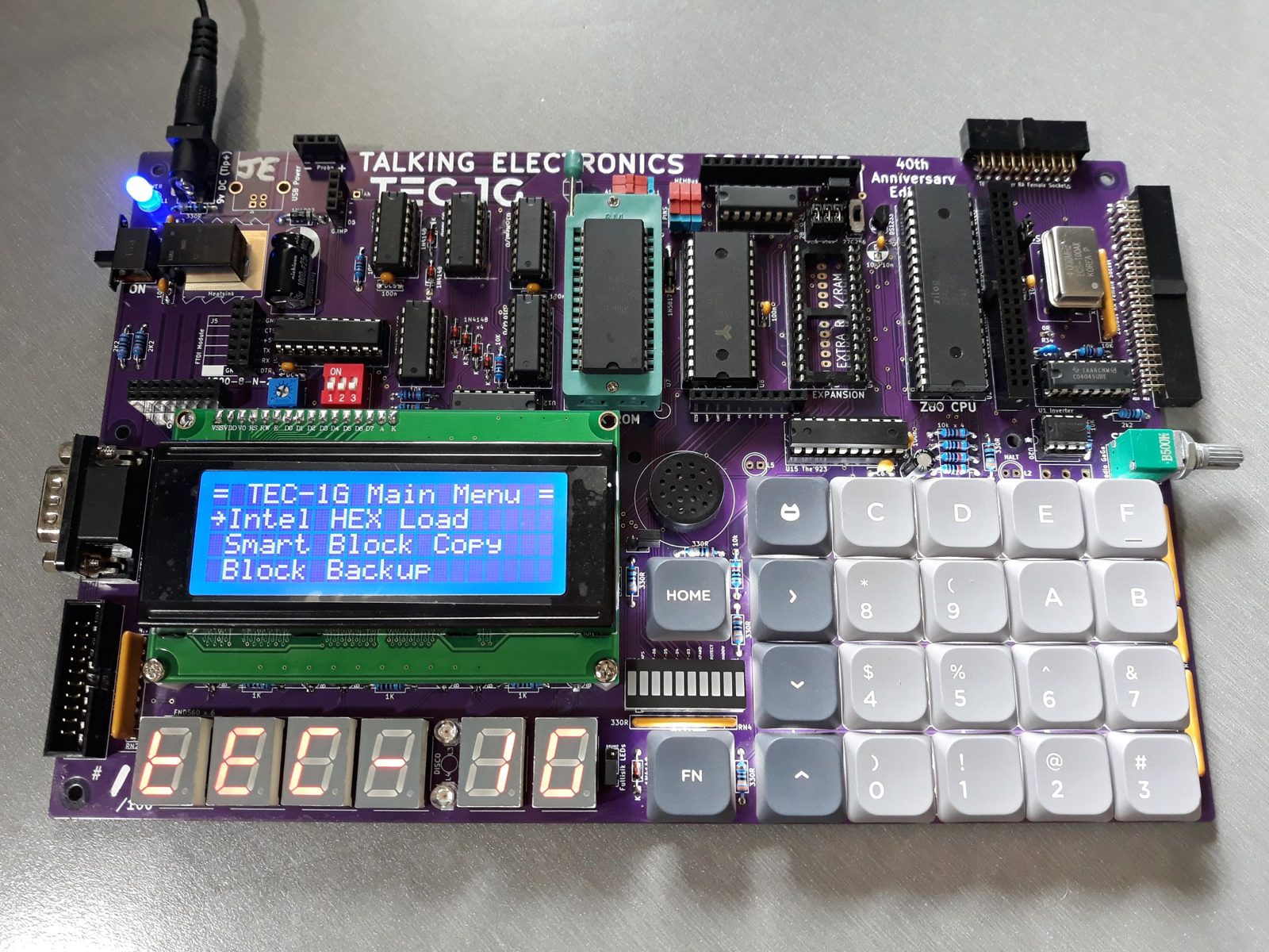 Assembled TEC-1G Z80 single board computer with LCD and keypad